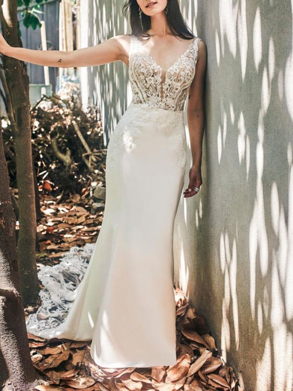 Madison James Liberty MJ808 Wedding Dress Size 6 Ivory Nude Lace Bridal Gown